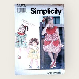 Vintage 1990s Simplicity Sewing Pattern 7784 Girls Dress Size 5-6X